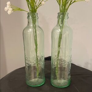 Green Coca Cola Glass Bottle  Set